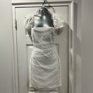 Windsor White Dotted Puff Sleeve Mini Dress